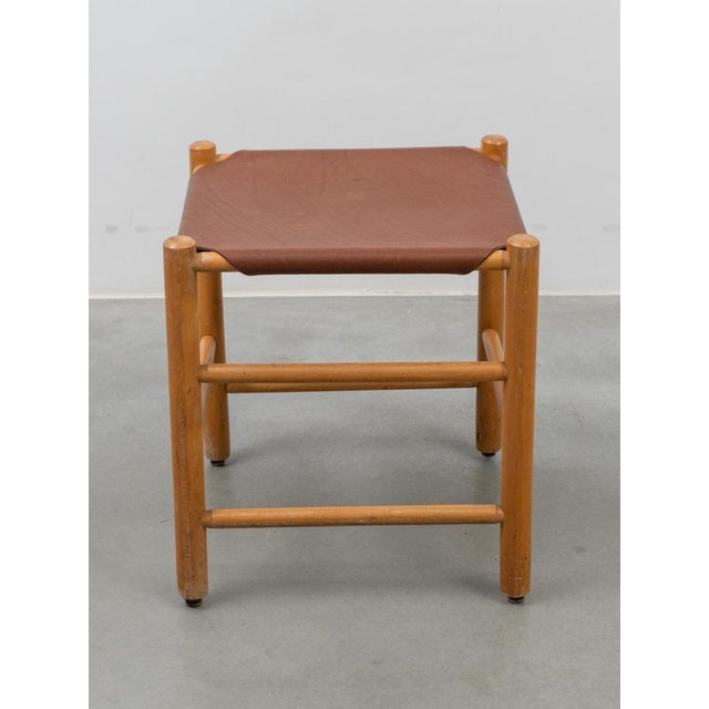 Leather Sling Safari Stool by Ate Van Apeldoorn, 1960s For Sale - Image 3 of 14