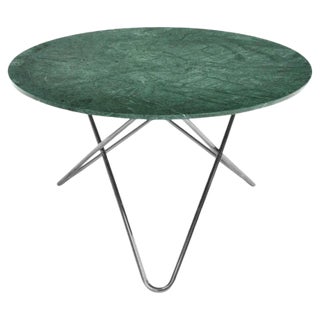 Green Indio Marble and Stainless Steel Big O Table by OxDenmarq For Sale