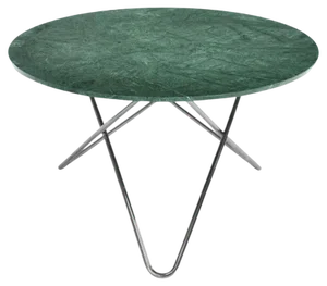 Green Indio Marble and Stainless Steel Big O Table by OxDenmarq