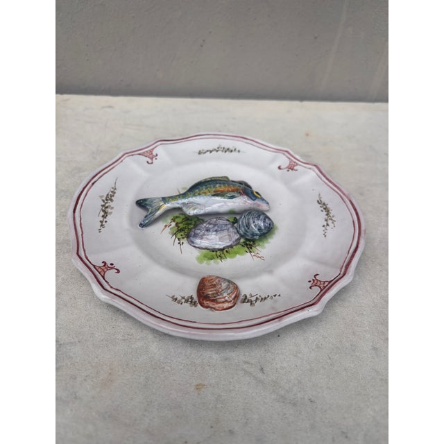 Mid-Century Majolica Palissy Fish Sealife Plate Vallauris For Sale - Image 4 of 5