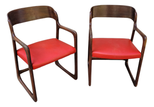 Mid-Century Wooden Traineau Chairs from Baumann, France, 1960s, Set of 2