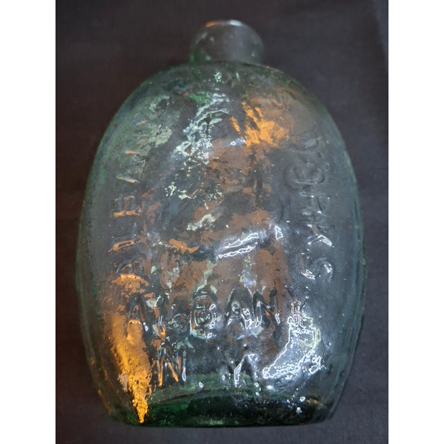 Antique Albany Glass Works Historical Flask Gi-28 Steamboat Sailboat Aqua Glass 1840s For Sale - Image 13 of 17