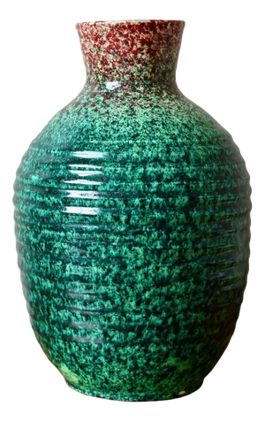 Speckled Turquoise Green Glazed Ceramic Vase from Accolay, 1950s