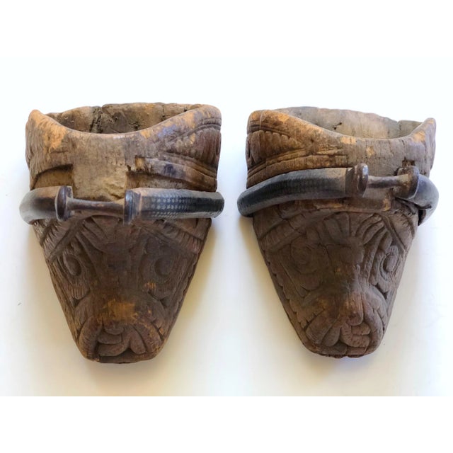 Carved Wooden Stirrups - a Pair For Sale - Image 4 of 4