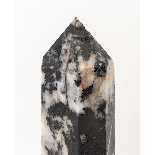 Zebra Jasper Crystal Tower Obelisk Mineral Specimen. 18.5" H x 6" W x 4" D. Provenance: From an East 53rd Street...