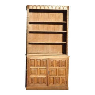 Vintage Mid Century Modern Bookcase Cabinet W Shelves Spanish Style For Sale