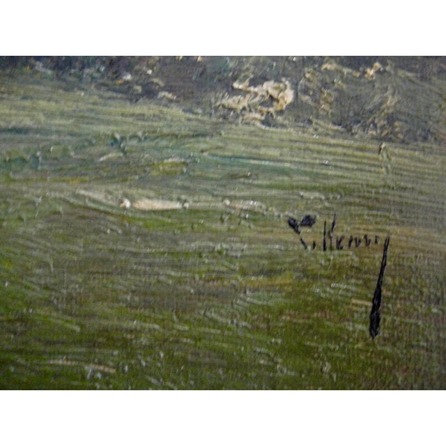 Green 19th Century French Oil Painting Landscape Country Side by Lucien Henry Barbizon School For Sale - Image 8 of 11