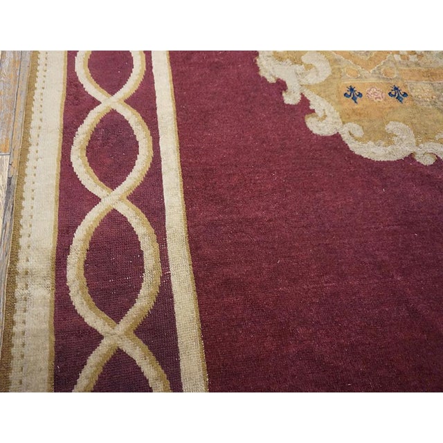 1860s Red Burgandy Floral Medallion Antique English Axminster Rug 9' X 13' 3" Handwoven Wool Carpet For Sale - Image 4 of 6
