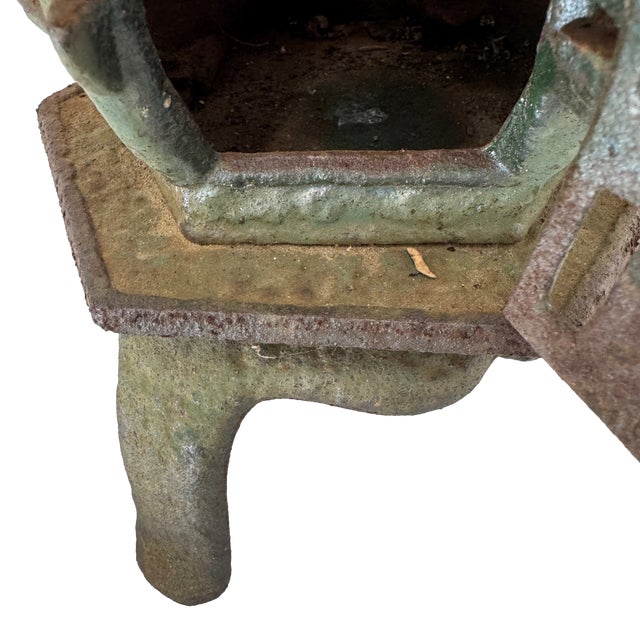 Vintage Japanese Cast Iron Pagoda Garden Lantern Verdigris Marked Japan For Sale In Los Angeles - Image 6 of 15