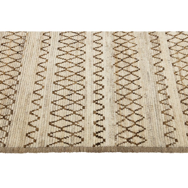 10 X 12 Modern Moroccan Wool Rug in Brown With Geometric Tribal Motifs For Sale - Image 11 of 11