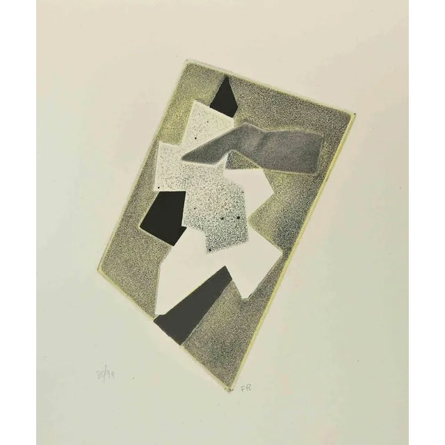 Abstract Composition is an etching and embossing realized by Hans Richter. Monogrammed in the lower part....