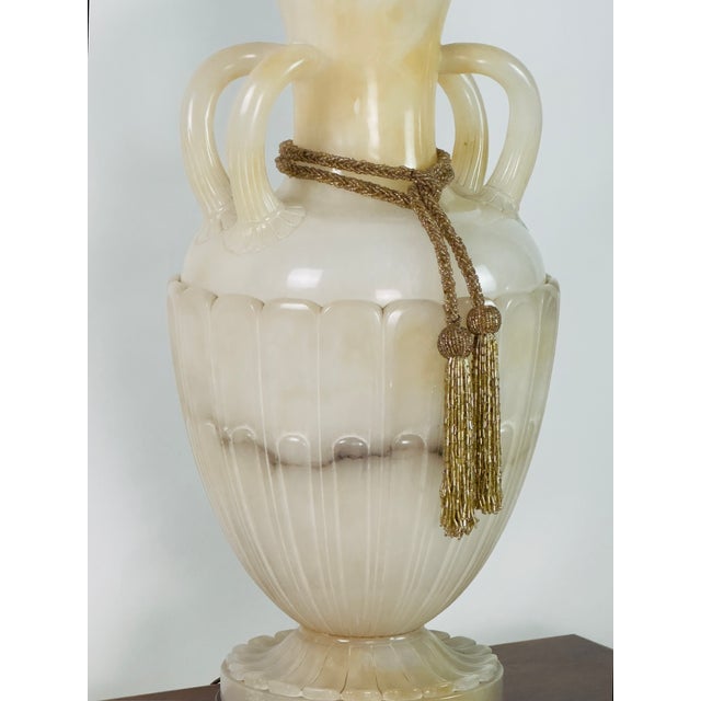 Early 20th Century Early 20th Century Monumental Carved Alabaster Neoclassical Lamp For Sale - Image 5 of 7