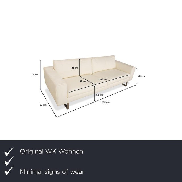 The WK Wohnen WK 620 four-seater sofa boasts an elegant cream-white hue paired with silver legs. This creates a timeless...