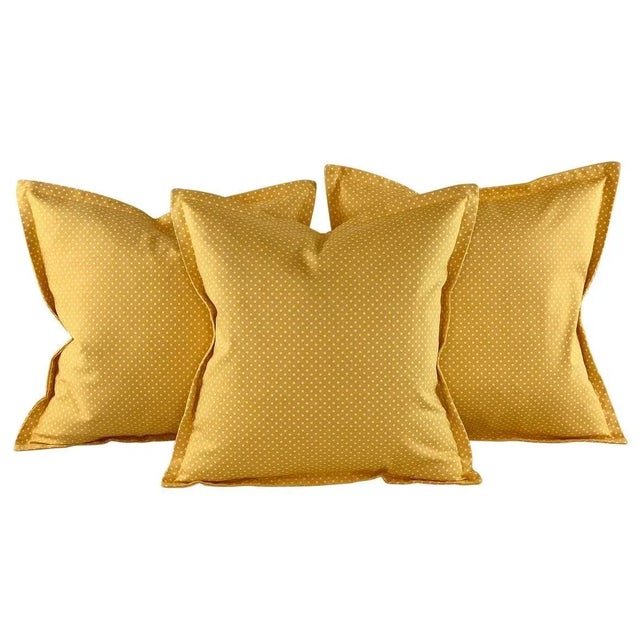 Designer Vicki Payne Free Spirit Yellow & Cream Polka Dot Pillow Covers- Pair For Sale - Image 4 of 5