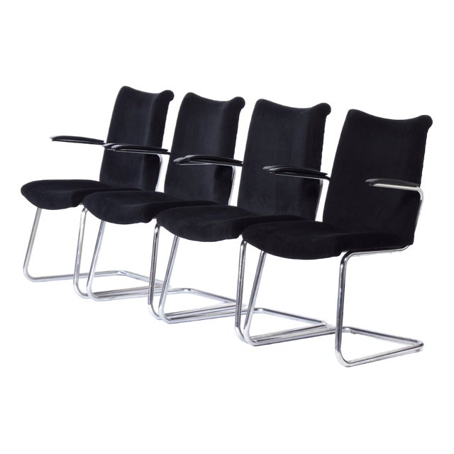 3014 Cantilever Armchairs by Toon De Wit for De Wit, 1950s, Set of 4 For Sale