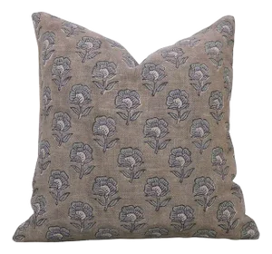 Indoor Pillow Covers Hand Block Printed Thick Linen 14x14 Inch- Rohini