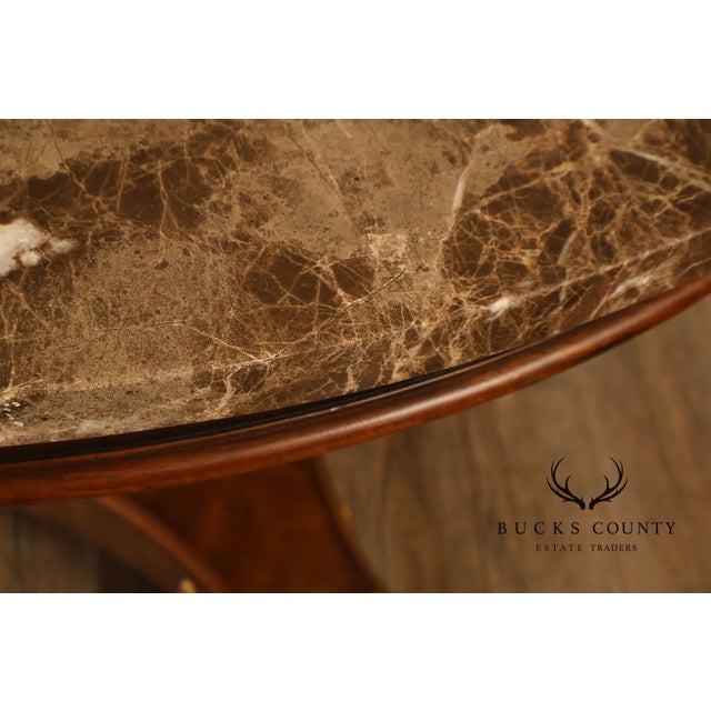 Drexel Neoclassical Revival Round Marble Top Pedestal Dining or Center Table With Claw Feet For Sale - Image 18 of 18