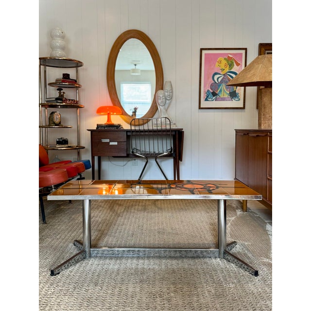 A Vintage Ceramic Tile Coffee Table Designed Attributed to Adri Belgique, Circa 1960s. For Sale In Houston - Image 6 of 12