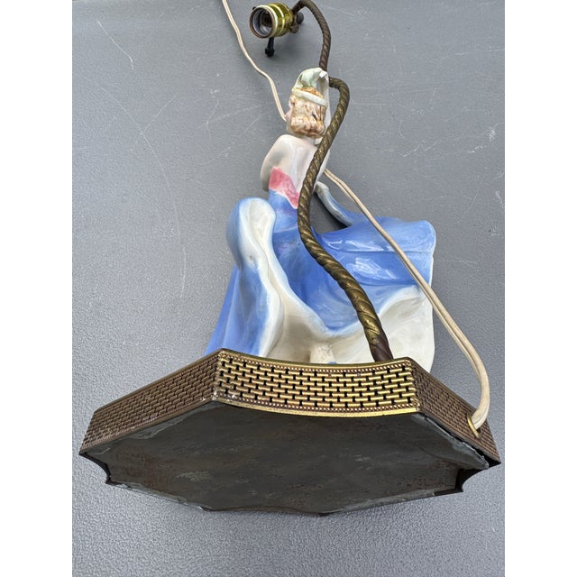 1930s Art Deco Porcelain Dancer Table Lamp German Flapper Attrib. Goldscheider For Sale - Image 14 of 18