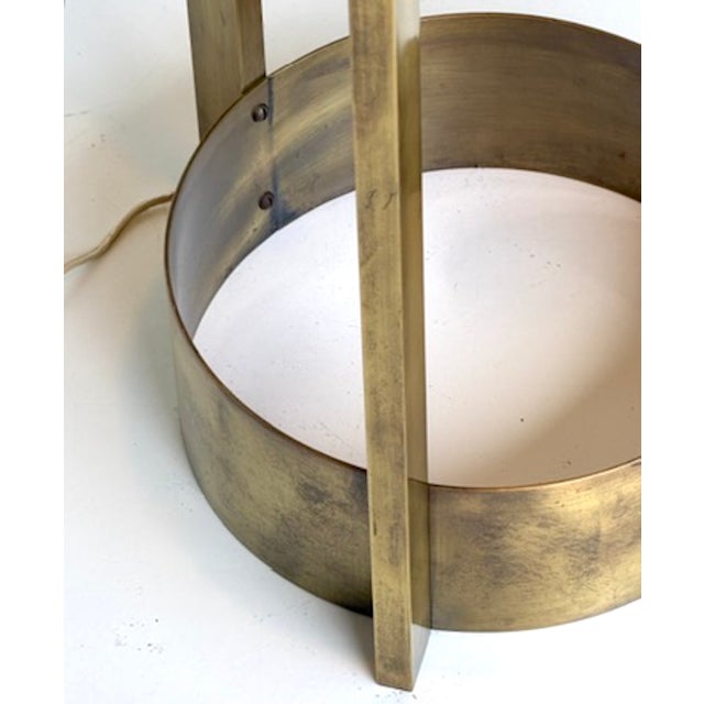 Metal Fontana Arte Illuminated Patinated Brass & Glass Side Table, Italy 1960s For Sale - Image 7 of 9