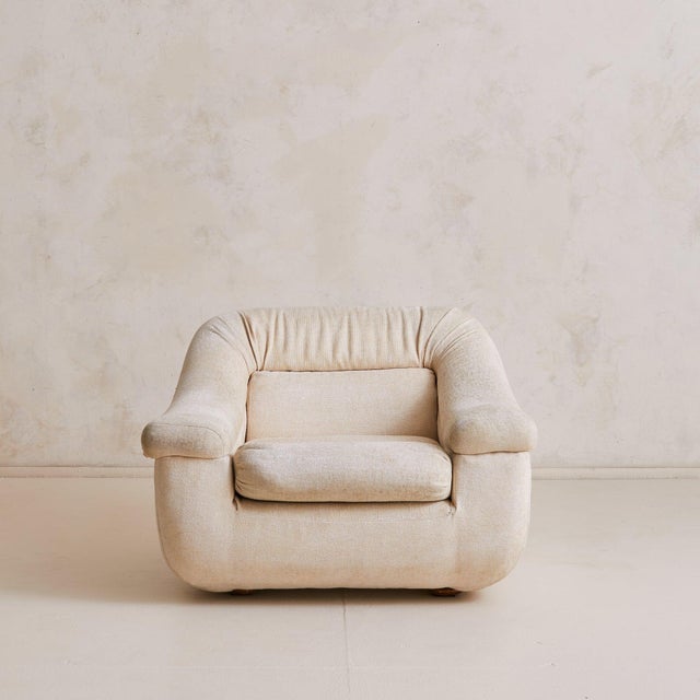 Italian Lounge Chair in Original Ivory Upholstery, 1970s - 2 Available For Sale - Image 4 of 11