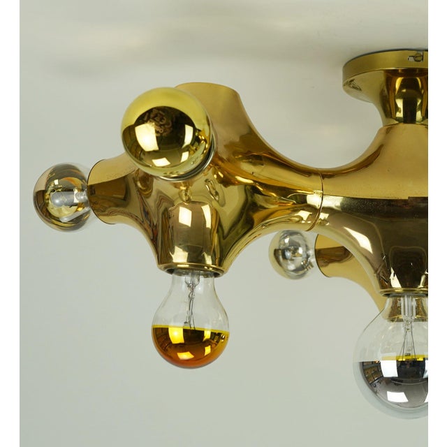 Space Age Sputnik Gemini Ceiling Light in Gold-Colored Plastic from Cosack Leuchten, 1970s For Sale - Image 6 of 18