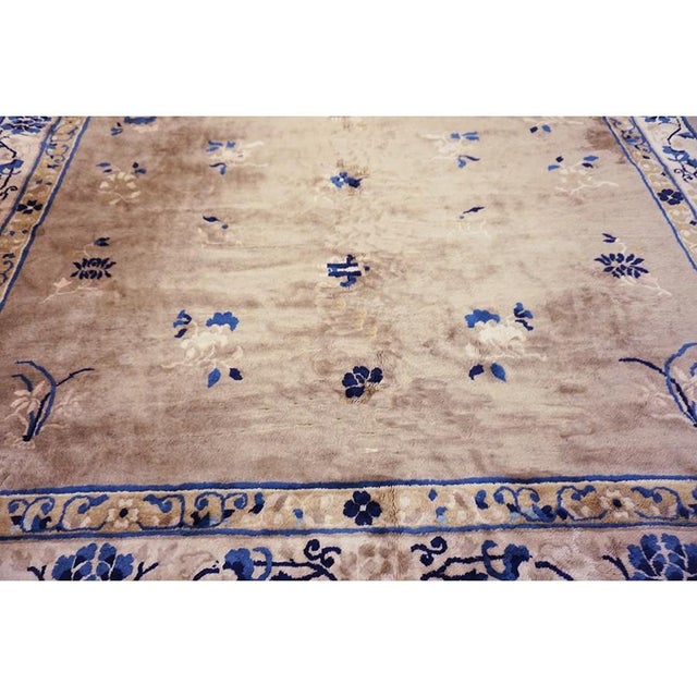 Chinese - Peking Wool Room Size Rectangle 1920s Knotted Ivory Antique Rug, Circa Date: 1920s. This exceptional Chinese...