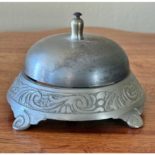 Vintage Silver Toned Hotel Counter Bell For Sale - Image 4 of 8