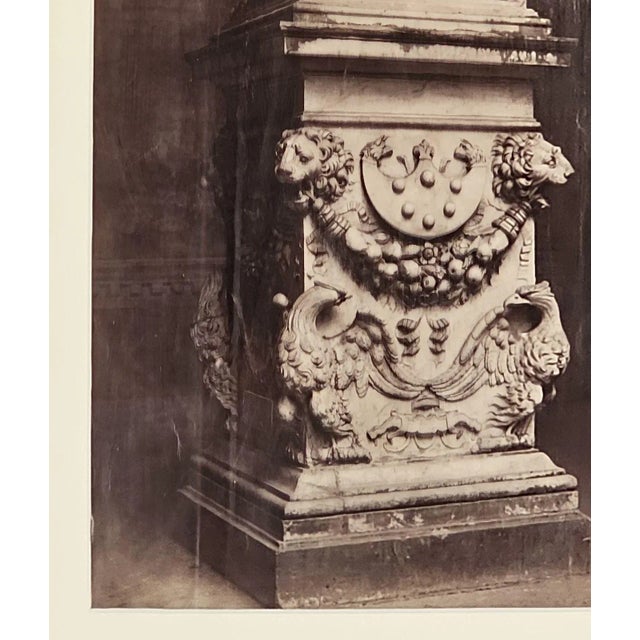 Grand Tour Albumen Photograph Circa 1860 of Renaissance Carved Marble Pedestal For Sale - Image 4 of 4