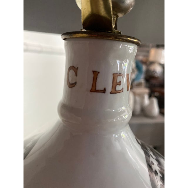 Ceramic 1840's C Levering Importer Hand-Painted Baltimore Advertising Lamp For Sale - Image 7 of 13
