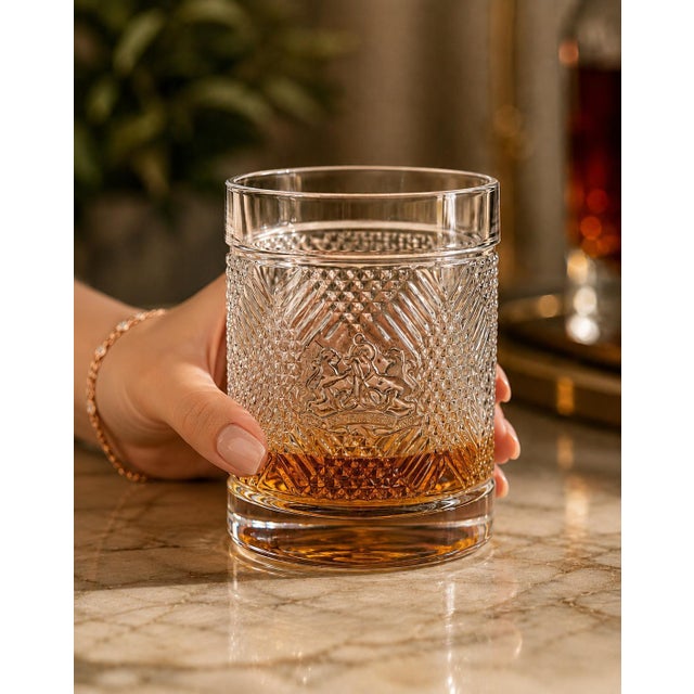 Ralph Lauren Vintage Ralph Lauren Safari Argyle Double Old Fashioned Glasses - Set of 4 For Sale - Image 4 of 7