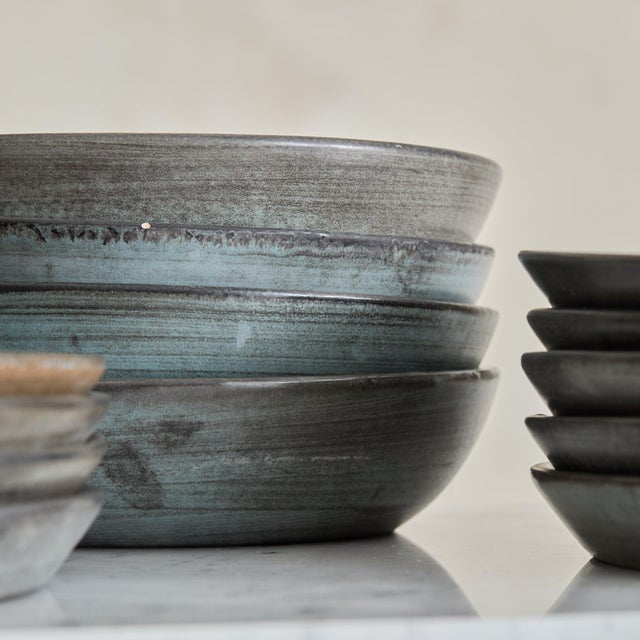 Gray Set of 23 French Ceramic Plates + Bowls, 1960s For Sale - Image 8 of 11