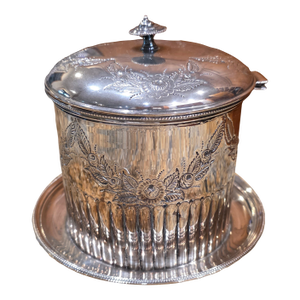 Vintage English SIlver-plated Hinged Biscuit Jar (Biscuit Barrell)/ Ice Bucket