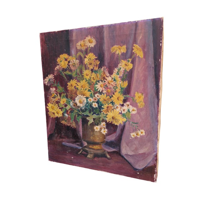 Victorian Early 20th Century Still Life Botanical Oil Painting on Canvas For Sale - Image 3 of 11