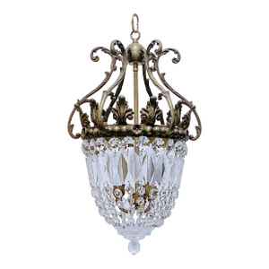 1930s Revival Italian Bronze Basket Chandelier