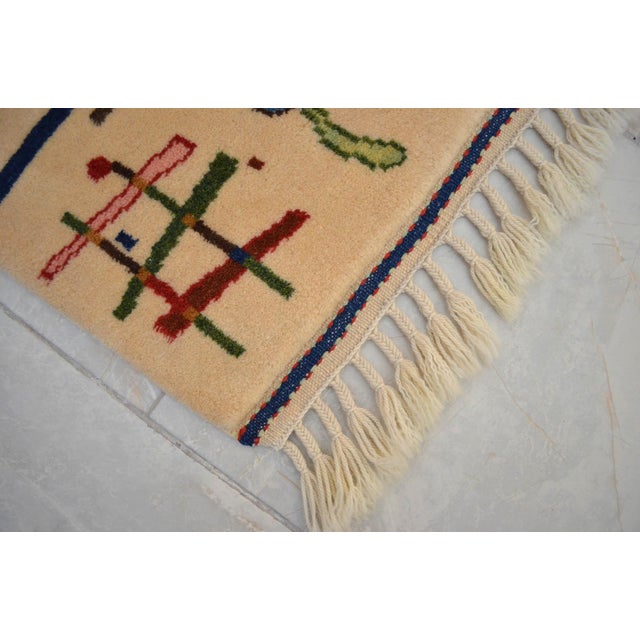 Kandinsky Art Inspired Hand Knotted Small Rug Vintage Art Deco Carpet 2′7″ × 4′1″ For Sale - Image 10 of 11