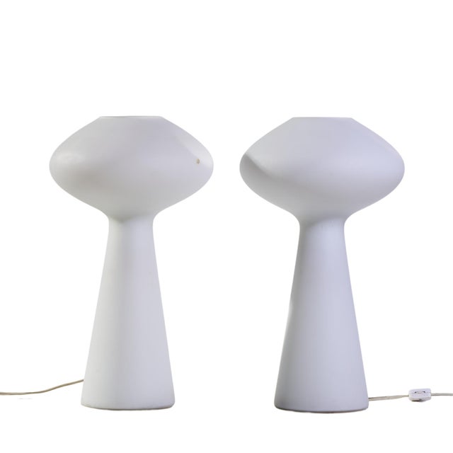 Mid-Century Modern Mid 20th Century Lisa Johansson-Pape Mid Century Finnish Hand Blown Glass Lamps - Pair For Sale - Image 3 of 10