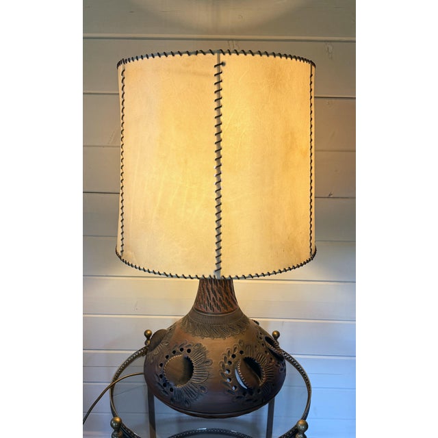 Brown Mid-Century Modern Brown Ceramic Table Lamp, 1960s For Sale - Image 8 of 12