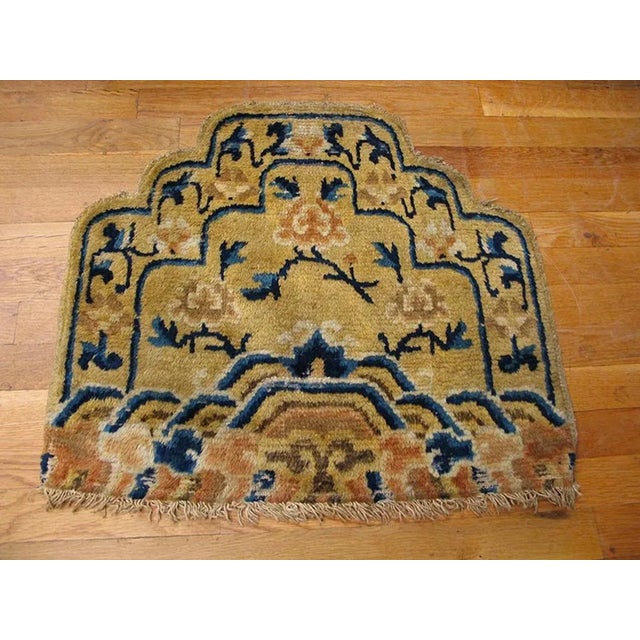 Antique Chinese - Ningxia rug, size: 2'0" x 2'0". Antique Ningxia Small Scatter Size Wool Yellow Rug, Circa Date: 1800s....