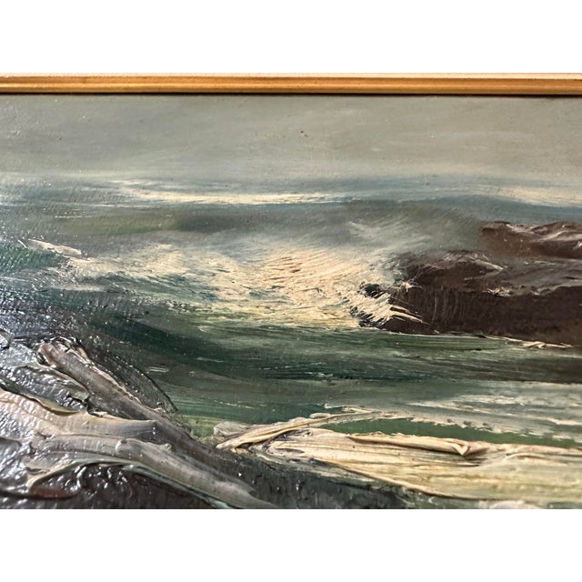1960s Original Oil Painting on Linen; Vintage Seascape 1960s by M. Erickson For Sale - Image 5 of 12