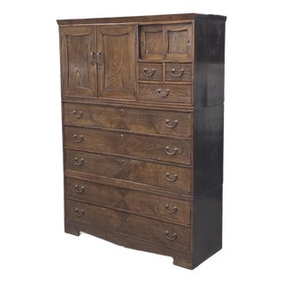 Antique 1920s Japanese Three Piece Elm and Kiri Wood Isho Tansu Chest For Sale