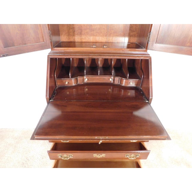 Wood Ethan Allen Georgian Court 2 Piece Cherry Locking Secretary Desk For Sale - Image 7 of 14
