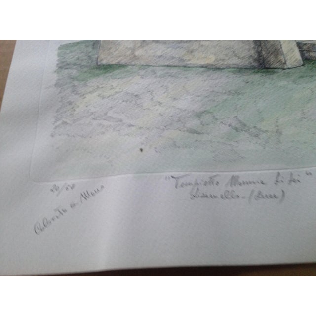 1990s Carmelo Linciano, Tempietto Masseia Li Rei, Watercolor on Lithograph, 1991 For Sale - Image 5 of 10