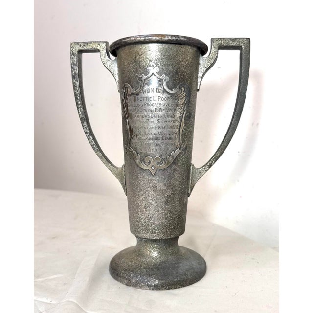 Art Deco Antique 1930's Sterling Silver & Bronze Lyle Cup Engraved Speaking Trophy Award For Sale - Image 3 of 14