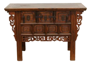 Antique Carved Ming Style-3 Drawer Console