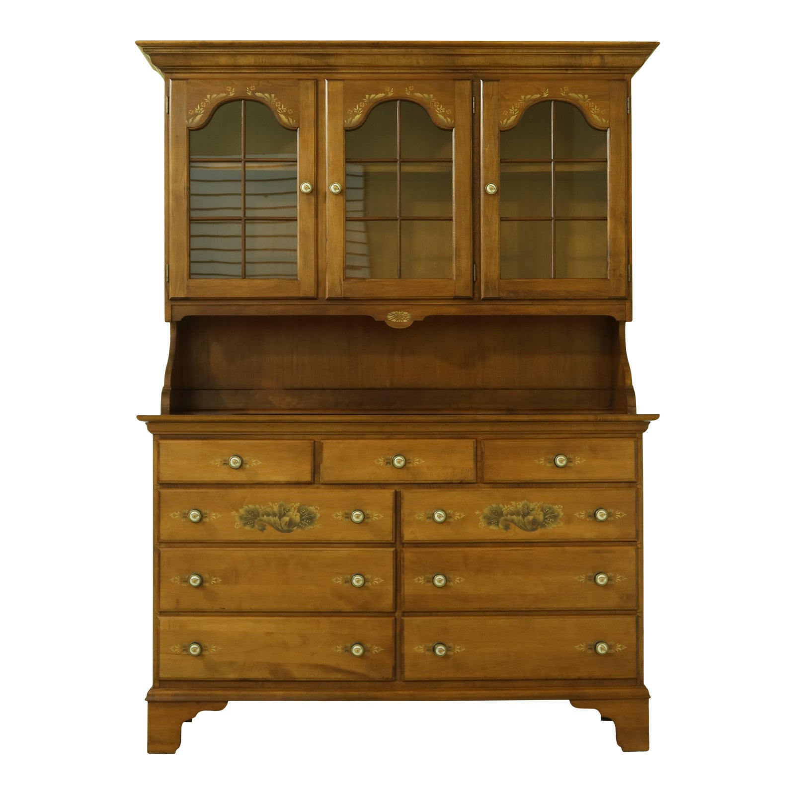 Hitchcock Stenciled Maple Early American China Hutch Chairish