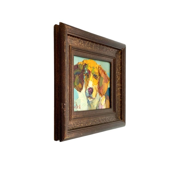 Mid-Century Modern Late 20th Century Dog Painting Beagle Portrait Thick Acrylic on Canvas Signed Home Gift Decor For Sale - Image 3 of 7