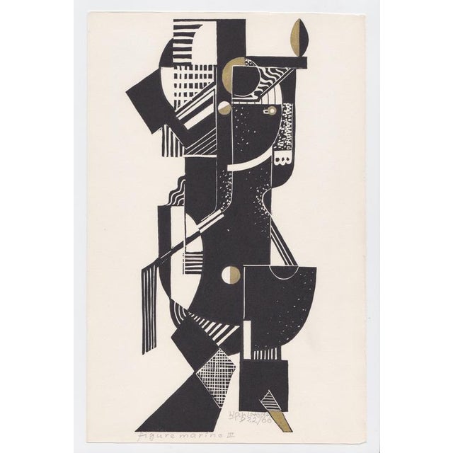 Figure Marine III by Walter Wahlstedt for Edition Panderma, Basel, 1922This painting, linocut, woodcut, titled Figure...