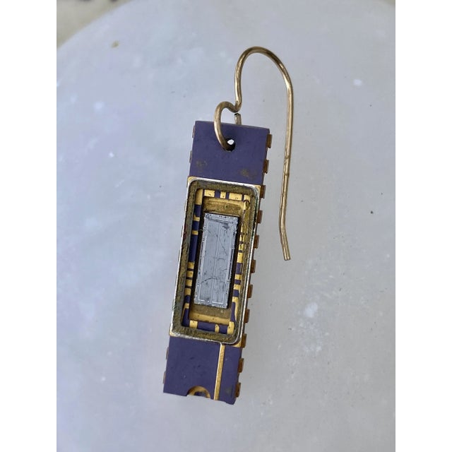Gray Artist-Made Computer Chip Earrings For Sale - Image 8 of 12