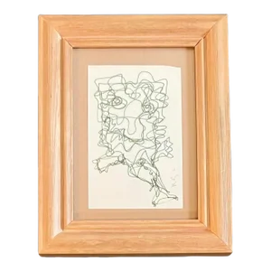 1980s Original Wayne Cunningham Abstract Pen and Ink Drawing